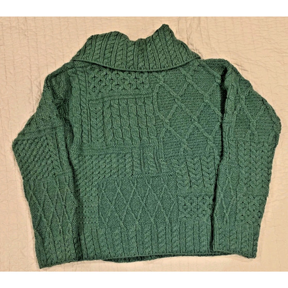 Vintage Carraig Donn Women’s Medium Green 100% Merino Wool Ireland Knit Sweater - Picture 3 of 10